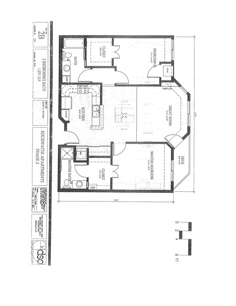 Floor plan for 2 beds, 2 baths, 1071 sqft